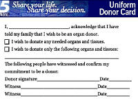 donor card