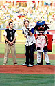 Clay Aiken throws the first pitch.