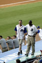 Jenkins on dugout roof