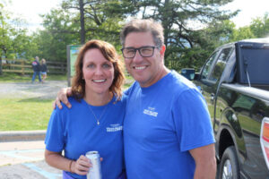 WRAL-FM's Jami Caskey and WRAL-TV's Steve Elizondo volunteer at the inaugural Trailblaze Challenge for Make-A-Wish at Pilot Mountain on May 20-22, 2016.