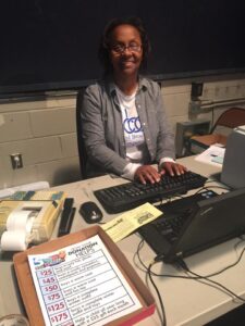 WRAL-TV's Sharon Farrington came in on her vacation day to help with the accounting end of WRAL's Coats for the Children Telethon. She said, "I love the Coats telethon. It makes me aware of how blessed I am. That's why I like to help on the accounting table and give back." 