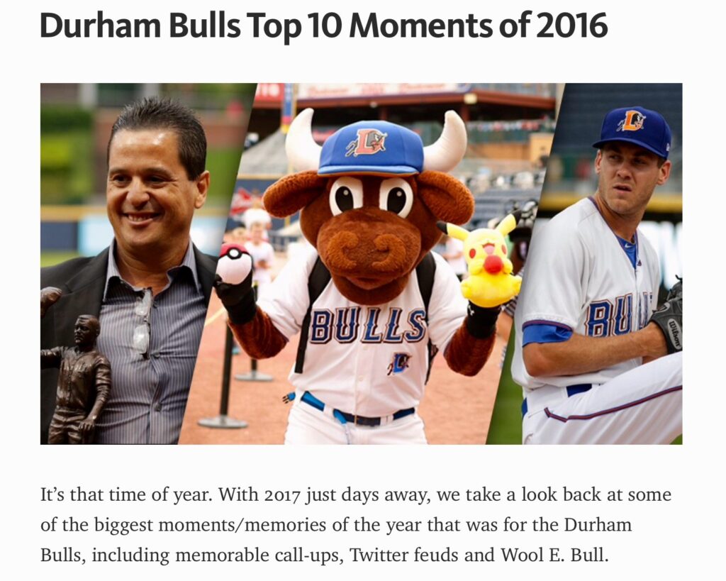 Durham Bulls Top Ten of 2016