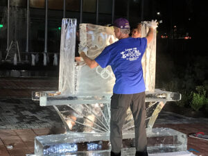 WRAL-TV's Tokyo 2020 Ice Sculpture