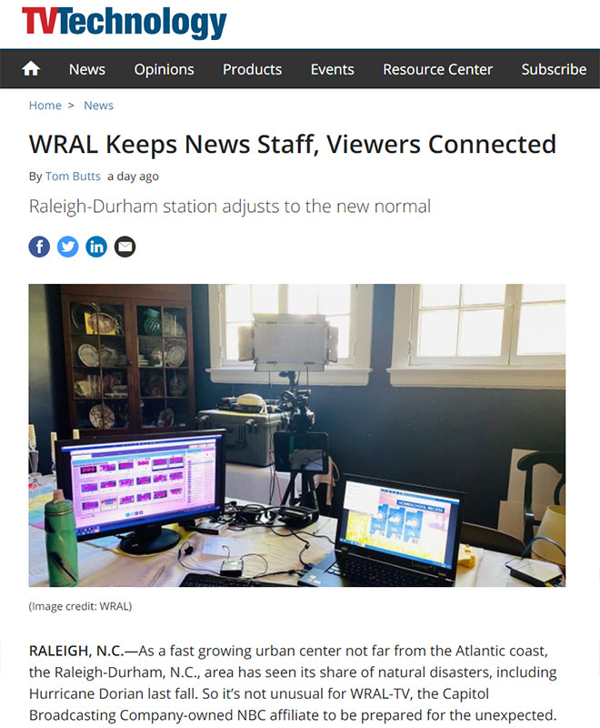 WRAL-TV TV Technology article